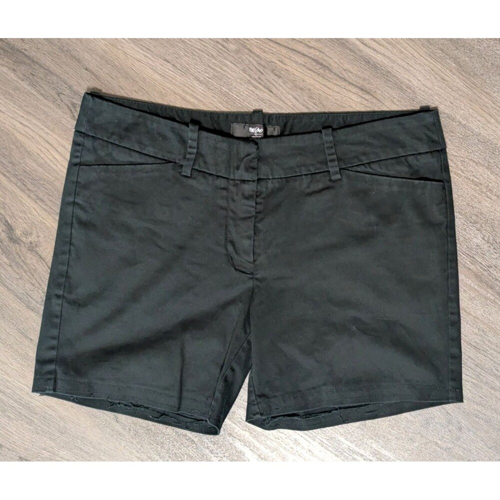 Mossimo Shorts Black Chino Stretch Cotton Flat Front 5" Walking Short Wms Size 8